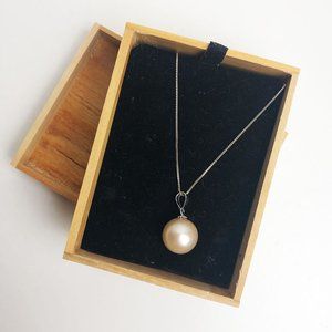 Geniune Pink Pearl Necklace 16" chain